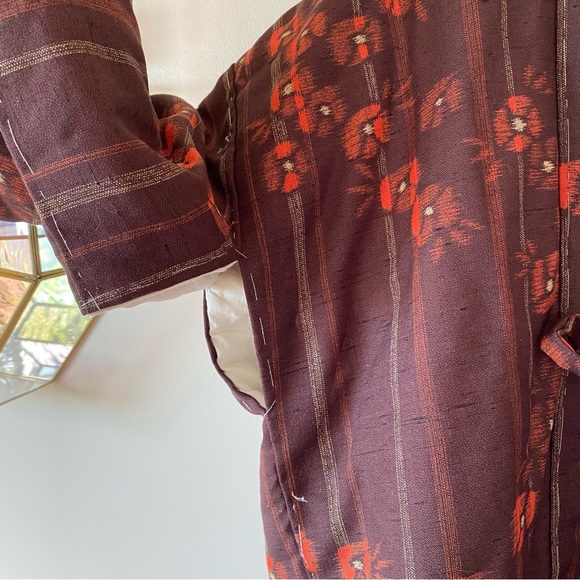 Handmade Vintage Floral Jacket Robe Brown and Orange - Picture 10 of 10